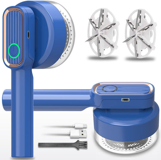 Clothes Shaver Lint Remover Device 6 Blades Usb Fusselrasierer Blau