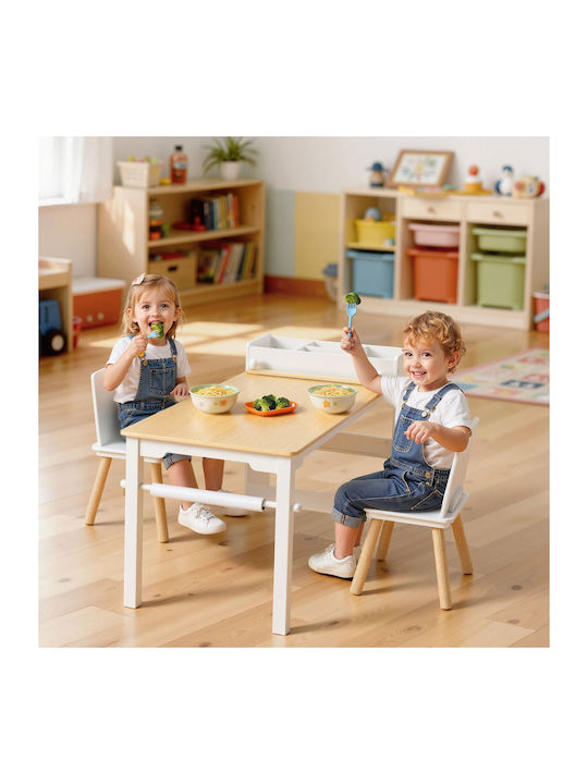 Kids Table and Chairs Set made of Wood White Vevor