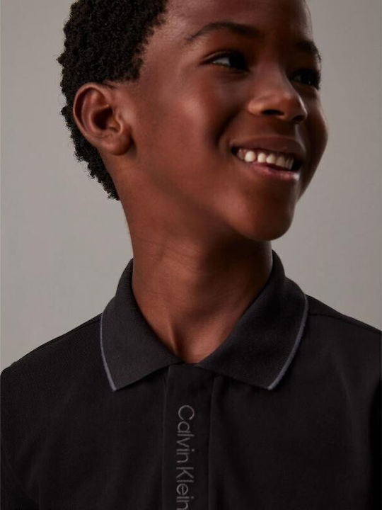 Kids' Polo Short Sleeve Black Logo
