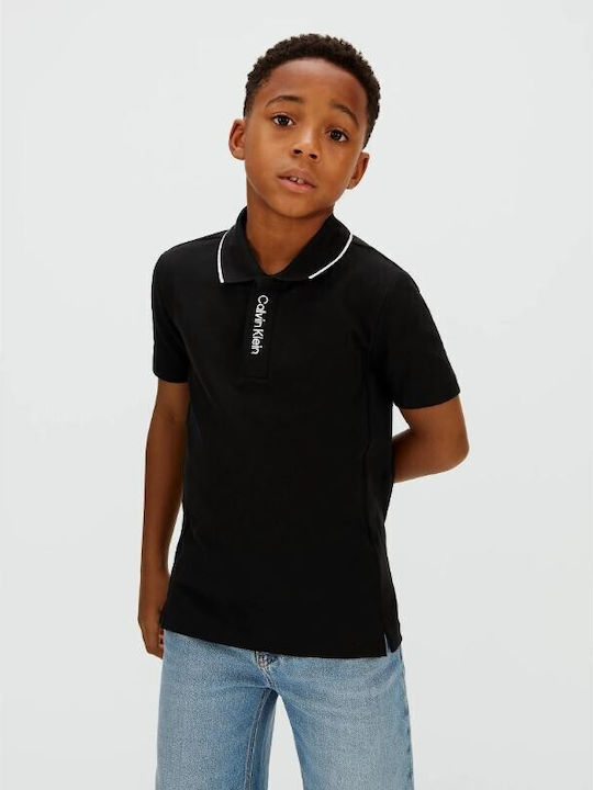 Kids' Polo Short Sleeve Black Logo
