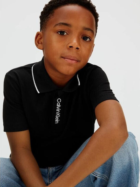 Kids' Polo Short Sleeve Black Logo