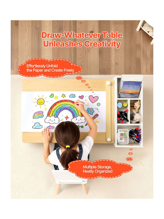 Kids Table and Chairs Set made of Wood White Vevor