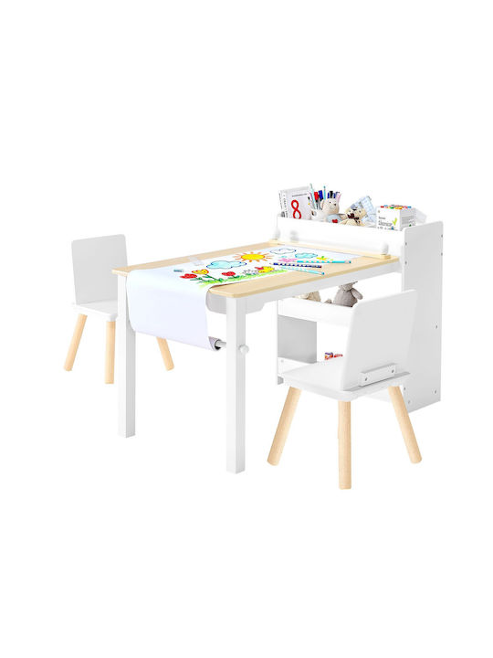 Kids Table and Chairs Set made of Wood White Vevor