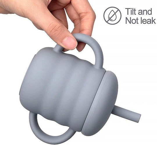 Loo Up Baby Cup with Handles and Straw made of Silicone Yellow 160ml