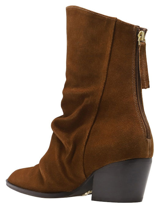 Suede Women's Ankle Boots Tabac Brown