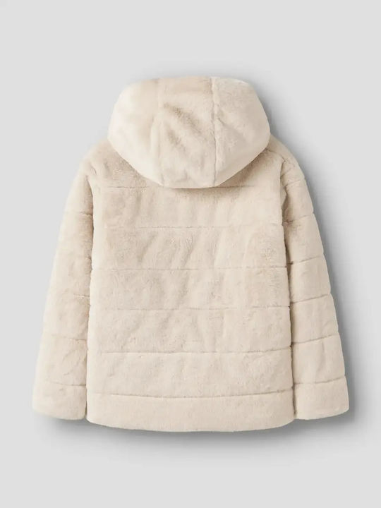 Kinderpelz mit Kapuze Beige