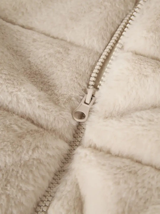 Kinderpelz mit Kapuze Beige