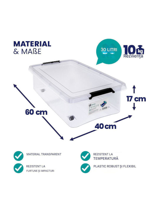 Deuba Plastic Cutie de Depozitare cu Roți și Capac Transparent 60x40x17cm 1buc