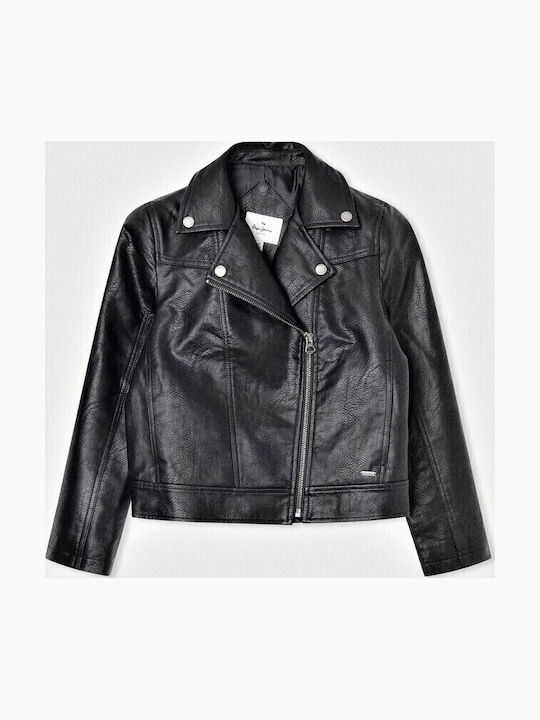 Selene Kinder Lederjacke Kurz Schwarz