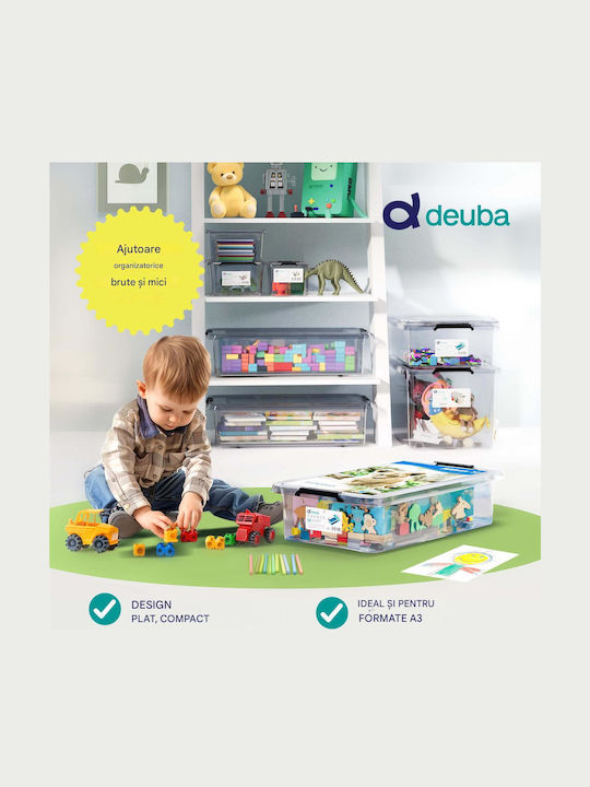 Deuba Plastic Cutie de Depozitare cu Roți și Capac Transparent 60x40x17cm 1buc