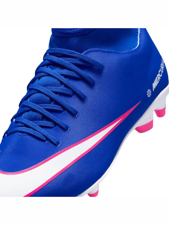 Mercurial Superfly 10 Club FG/MG Ghete de fotbal pentru copii cu crampoane Albastre