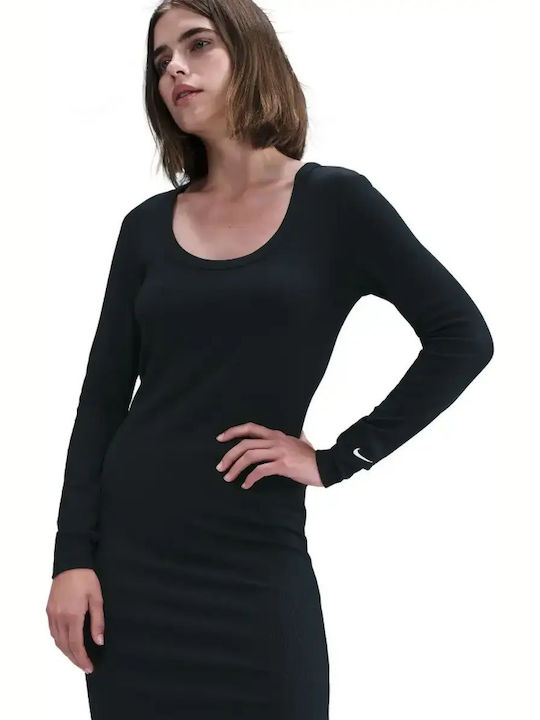 Sportswear Midi Φόρεμα Πλεκτό Μαύρο