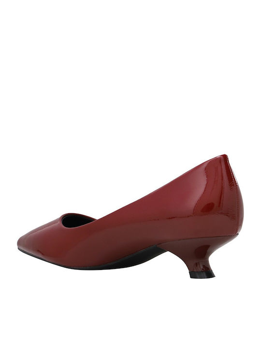 Synthetic Leather Burgundy Low Heels