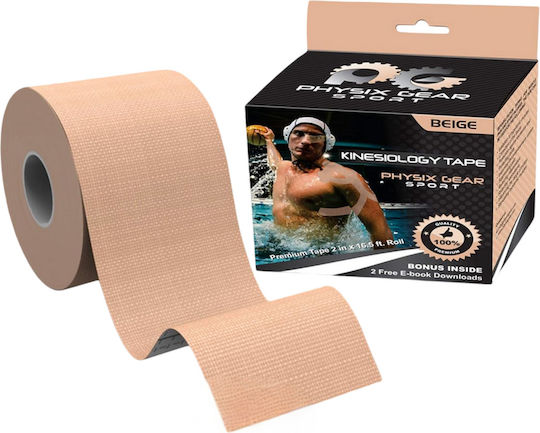 Sports Waterproof Benzila de kinetoterapie 5cm x 5m Bej