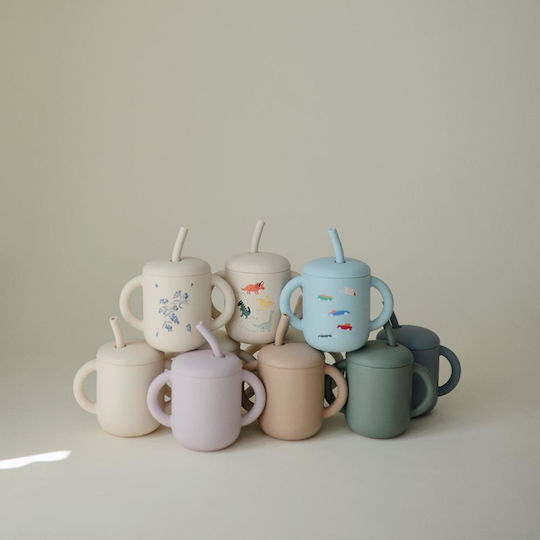 Mushie Toddler Cup with Handles and Straw Made of Silicone 175ml