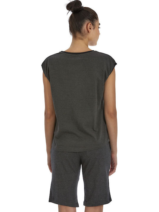 Ikoni Women's Blouse Cotton Sleeveless Anthracite