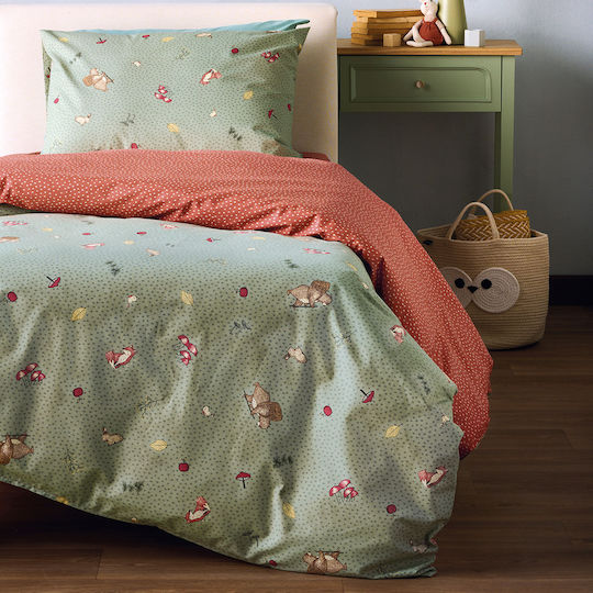 Kentia Picky Set Kids Duvet Cover Single with Pillowcase Cotton Green 165x245cm
