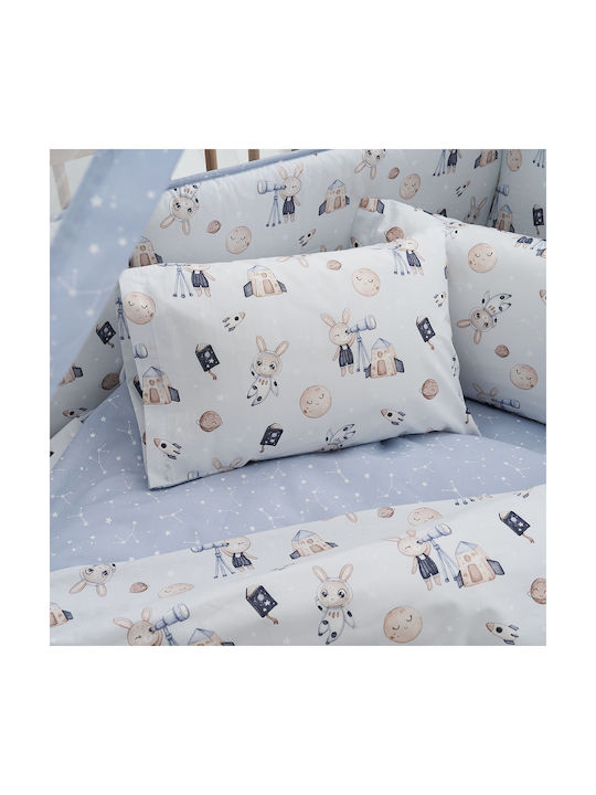 Vesta Home Set Baby Duvet Cover with Pillowcase Astra Multi-Blue 120x160cm