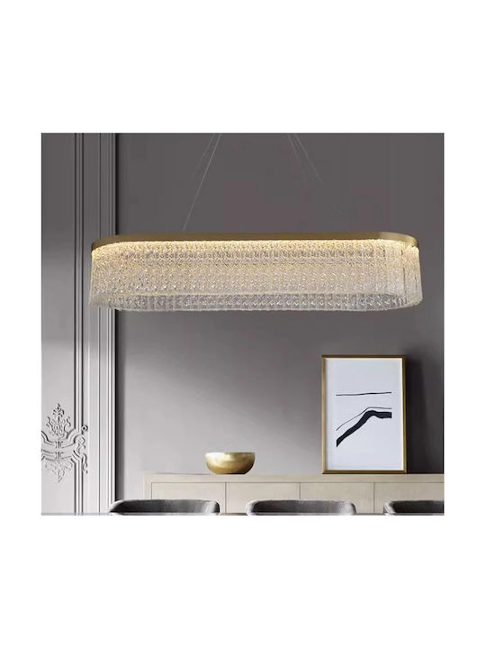 Adjustable Pendant Light Gold with Crystals 80x80cm