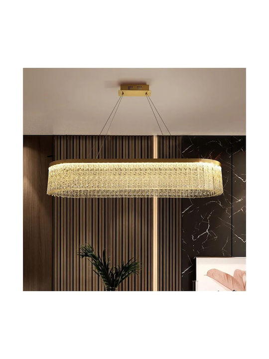 Adjustable Pendant Light Gold with Crystals 80x80cm