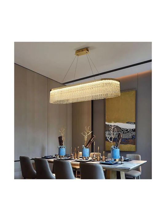 Adjustable Pendant Light Gold with Crystals 80x80cm