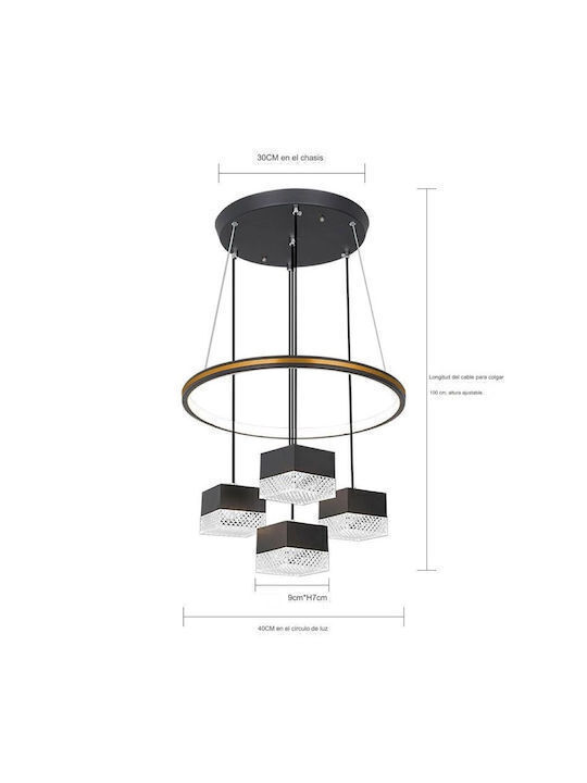 Adjustable Pendant Light Black 4x4cm