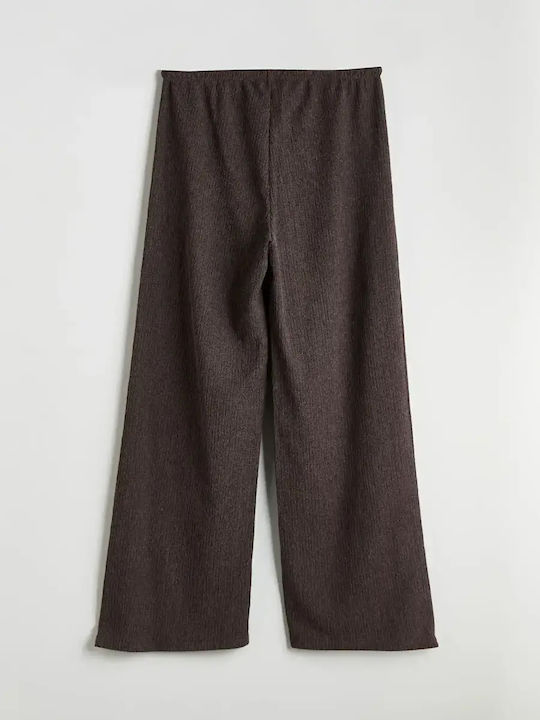 Damen Stoff Hose mit Gummizug Dark Brown