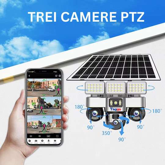Taggo V380-SOLAR-3P4A-LIGHT-4G IP Cameră de Supraveghere 4G 12MP Rezistentă la Apă cu Baterie și Difuzor