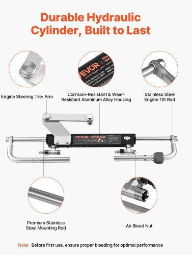 Vevor Hydraulic Steering Kit 90 Hp Marine Boat Hydraulic Steering System 6.9 Mpa 1000 Psi Helm Pump Two-Way Lock Cylinder 6 M High-Strength Hoses Single Station Single-Engine Use