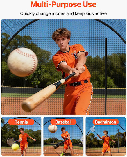 Baseball Cage Vevor 6780 x 3700 x 2400mm Free Standing Portable Baseball Cage Batting Cages 4-Layer Polyester Knotless Pitching Machine Opening Batting Cage Net Indoor Outdoor Use
