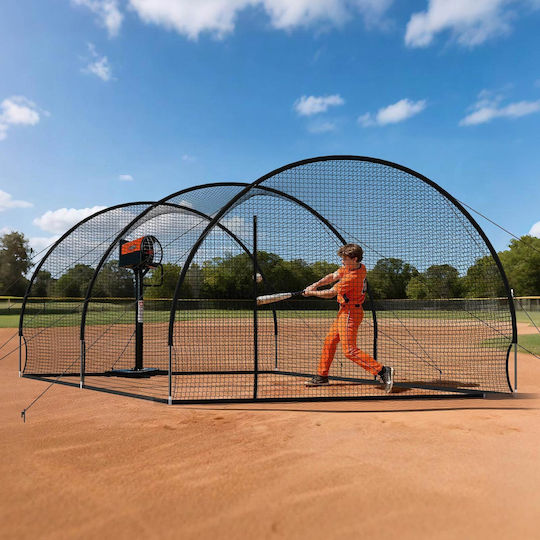 Baseball Cage Vevor 6780 x 3700 x 2400mm Free Standing Portable Baseball Cage Batting Cages 4-Layer Polyester Knotless Pitching Machine Opening Batting Cage Net Indoor Outdoor Use