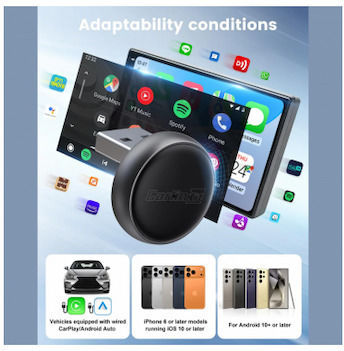 Wireless Carplay Android Auto Adapter Carlinkit Mini Ultra3 Apple iPhone Android Series Black