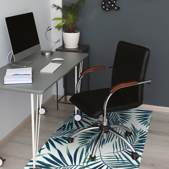 Office Chair Mat Floor Covering Design Floor Protection Green Leaves 120x90 Cm