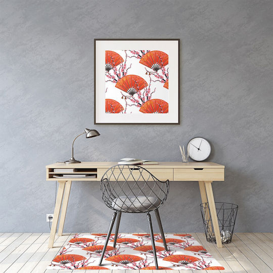 Floor Mat Protection Casters Office Chair Japanese Fan 120x90 Cm