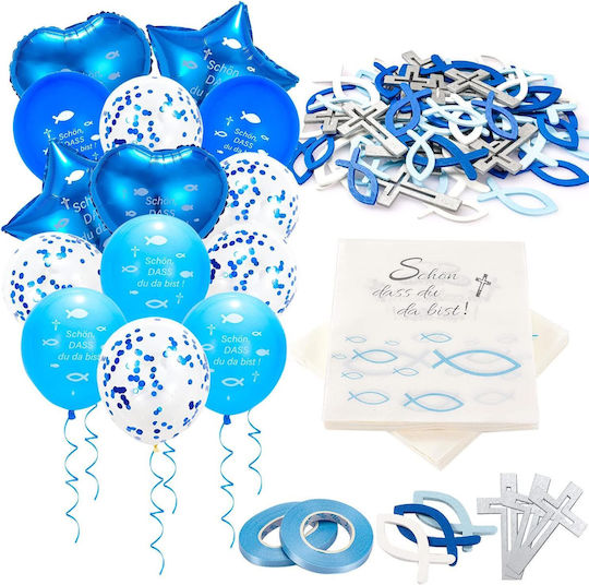Communion Decoration Set 60 Wooden Fish 14 Balloons 40 Napkins