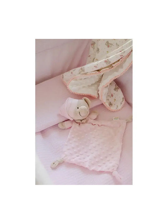 Interbaby Κουβέρτα Ισπανίας Αγκαλιάς & Λίκνου Elefante Βαμβακερή Ροζ 80x110εκ.