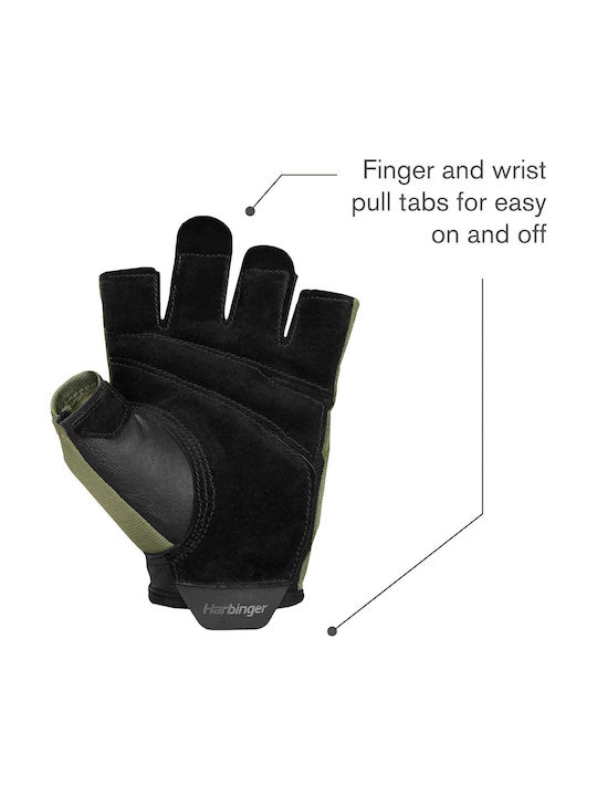 Harbinger Power Gloves 2.0 Ανδρικά Αθλητικά Γάντια Γυμναστηρίου Πράσινα