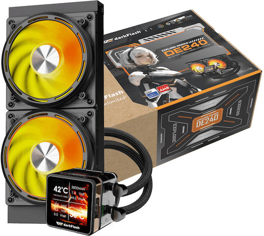 Darkflash Explore DE240 Wasserkühlsysteme AIO CPU mit 2 Lüfterabmessung 120mm und ARGB Beleuchtung
