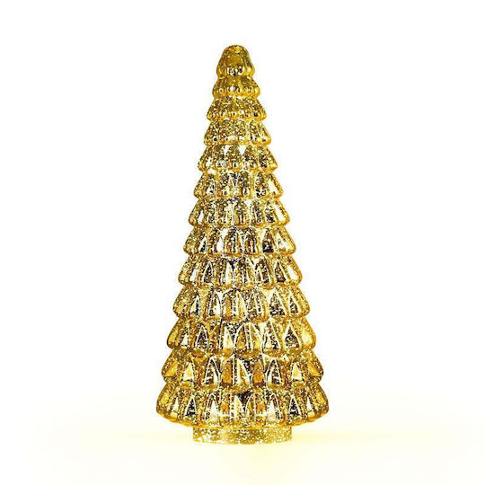 Christmas Decorative Glass Tree 32cm Battery Gold