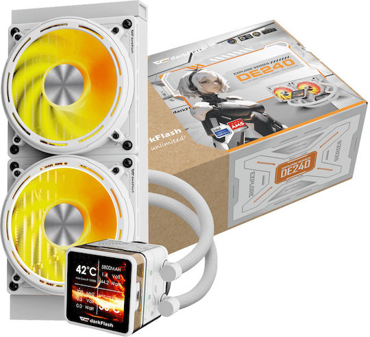 Darkflash DE240 Υδρόψυξη AIO CPU με 2 Ανεμιστήρες 120mm και ARGB Φωτισμό Λευκή