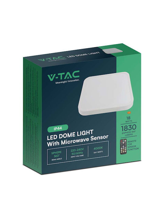 V-TAC Deckenleuchte 42cm Weiß mit Integrierter LED und Fernbedienung