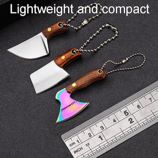 Mini Knife Keychain Gray in Leather Sheath
