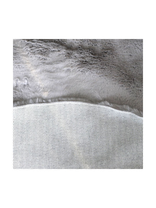 Ravelia Αντιολισθητικό Χαλί Στρογγυλό Γούνινο Light Grey Φ120cm