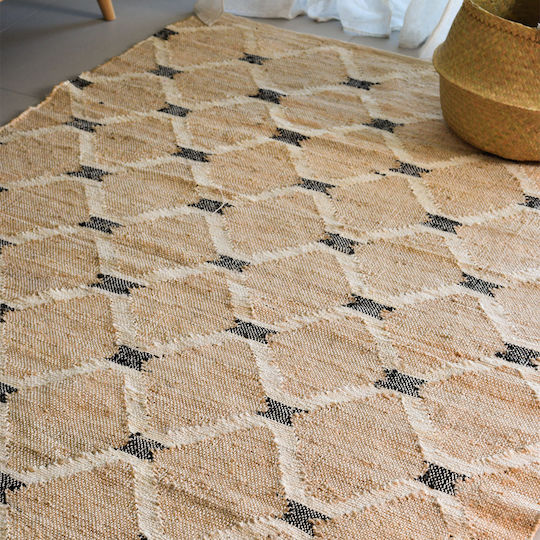 Ravelia Chainlink Rectangular Summer Wicker Rug Black 140x200cm