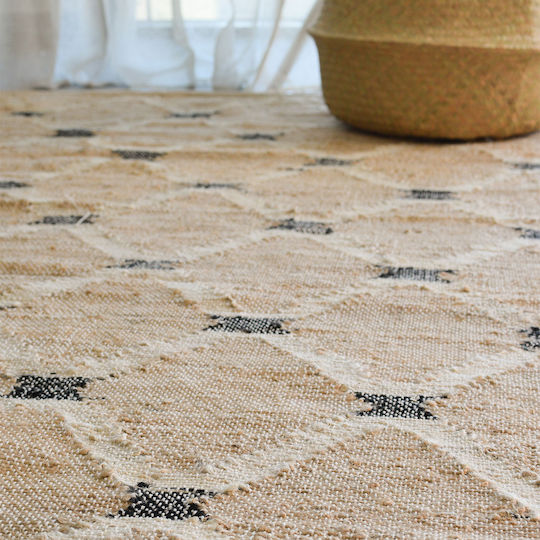 Ravelia Chainlink Rectangular Summer Wicker Rug Black 140x200cm