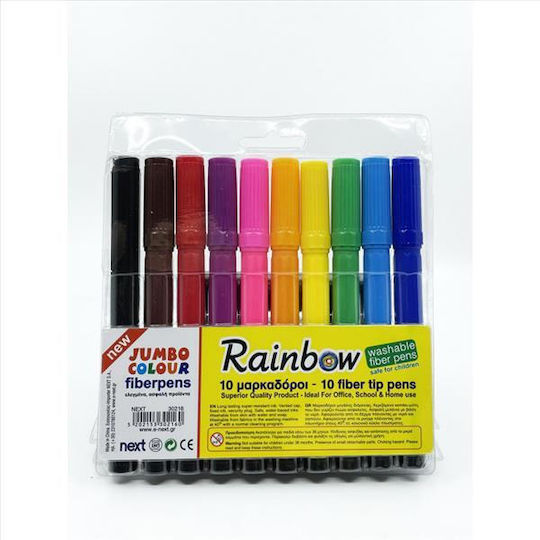 Next Rainbow Jumbo Μαρκαδόροι Ζωγραφικής Χονδροί, Πλενόμενοι Σετ 10 χρώματα