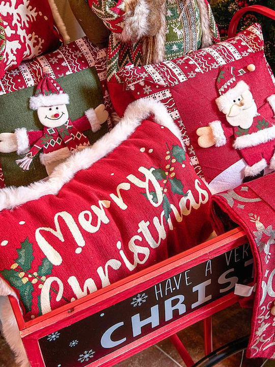 Decorative Christmas Pillow Fylliana Red-White-Green 30x50cm