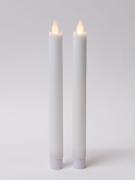 Weihnachtskerzen & Kerzenständer Batteriebetriebene Bewegungskerze Mit Flamme Zeitschalter Weiß 2,2x24cm Set 2 Stück Ip20