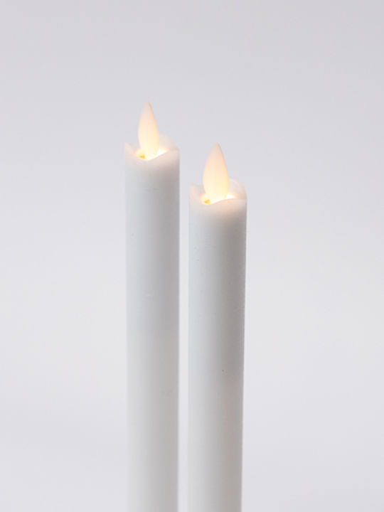 Weihnachtskerzen & Kerzenständer Batteriebetriebene Bewegungskerze Mit Flamme Zeitschalter Weiß 2,2x24cm Set 2 Stück Ip20