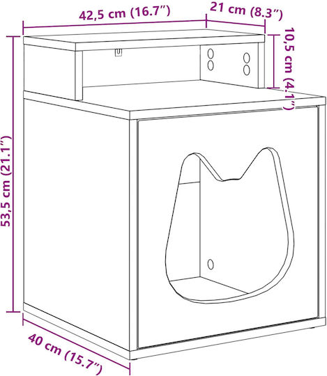 vidaXL Katzenbett Haus Sonomá 42,5 x 40 x 53,5 cm aus bearbeitetem Holz